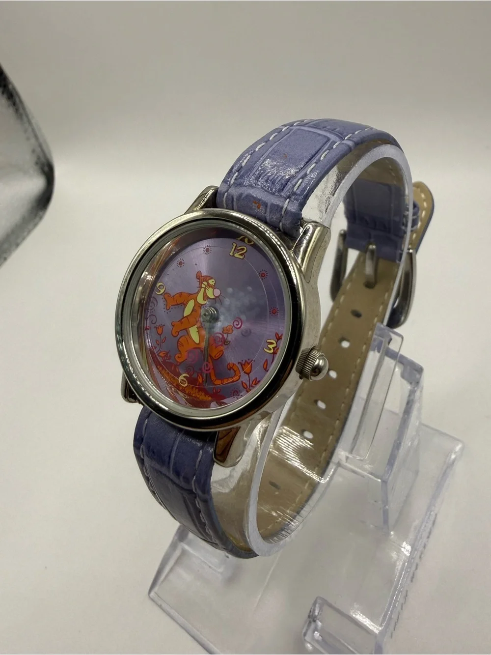 Women's Seiko Disney Tigger Watch Purple Face & Leather Band (New Battery)